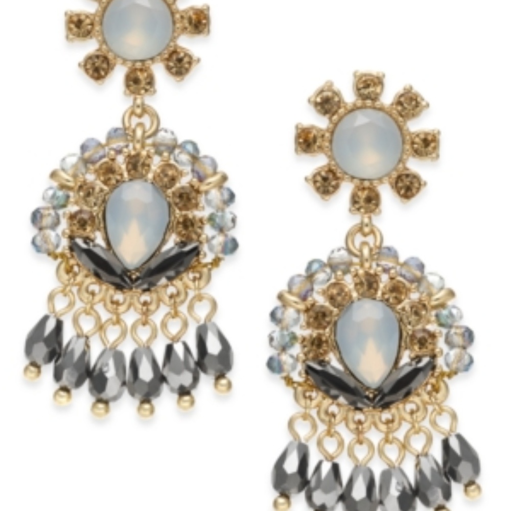 INC Gold-Tone Crystal & Stone Shaky Drop Earrings